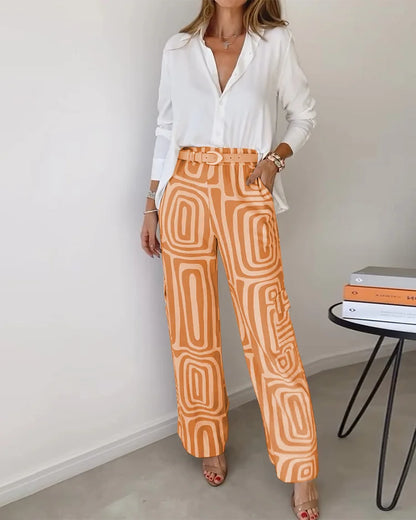 Zonoova Stijlvolle Pantalon Set – Inclusief Blouse en Riem